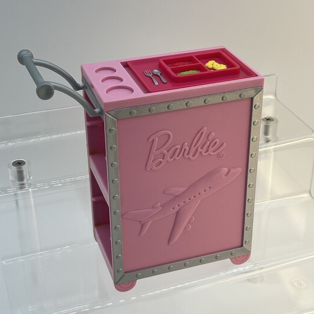 Barbie Airplane I can be flight attendant refreshment Cart 2012 W/food Tray - Picture 2 of 11